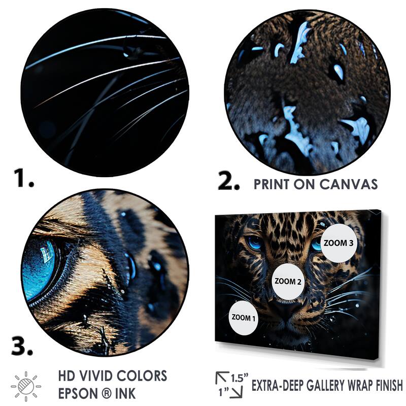 Designart "Leopard Nocturnal Sovereign Nightime Blues I" Leopard